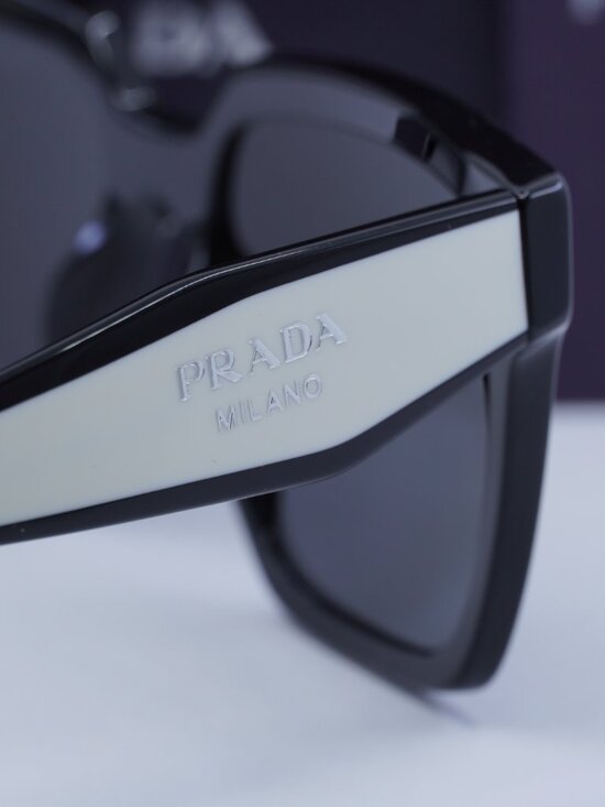 Prada PR24ZS 1AB5S0 Square Sunglasses - Black/Talc/Dark Grey main image 4